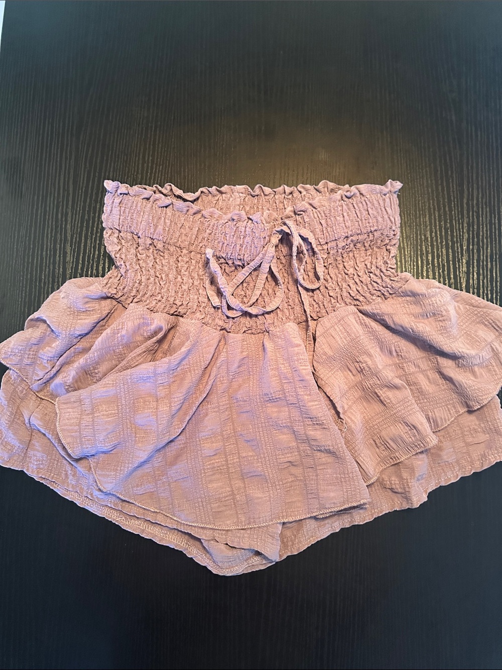 Smocked Waist Ruffle Skort in Mauve